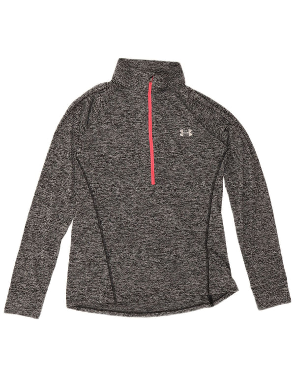 Under Armour Mujer Heat Gear Jersey Chándal Top UK 12 Gris Medio