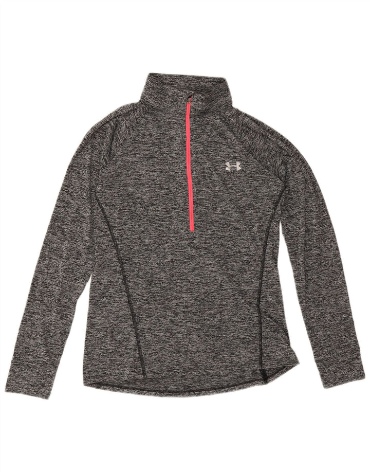 Under Armour Mujer Heat Gear Jersey Chándal Top UK 12 Gris Medio