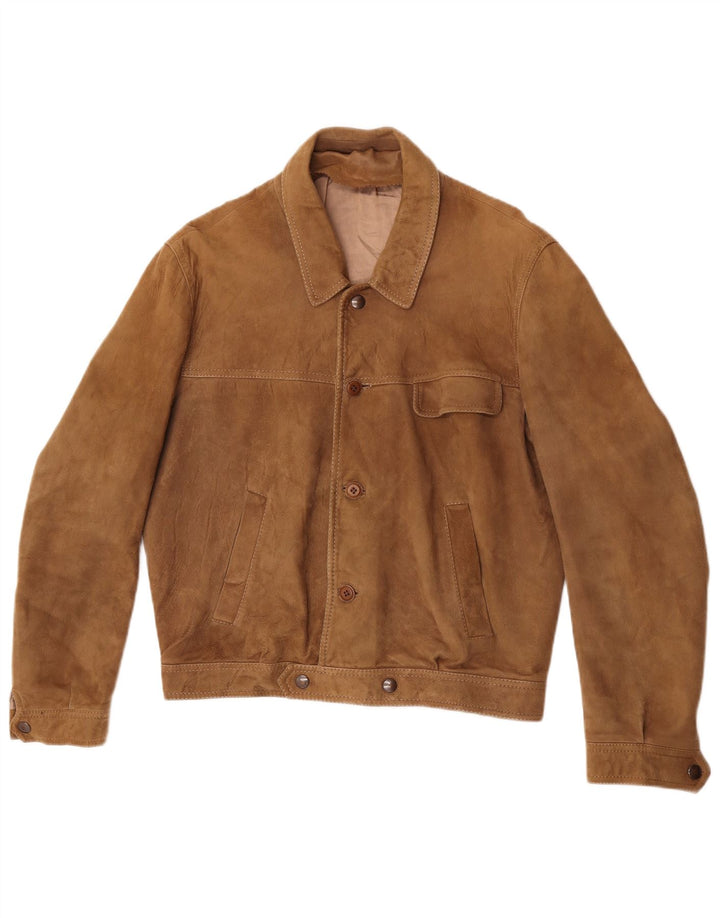 Vintage hombres gamuza chaqueta IT 50 marrón grande