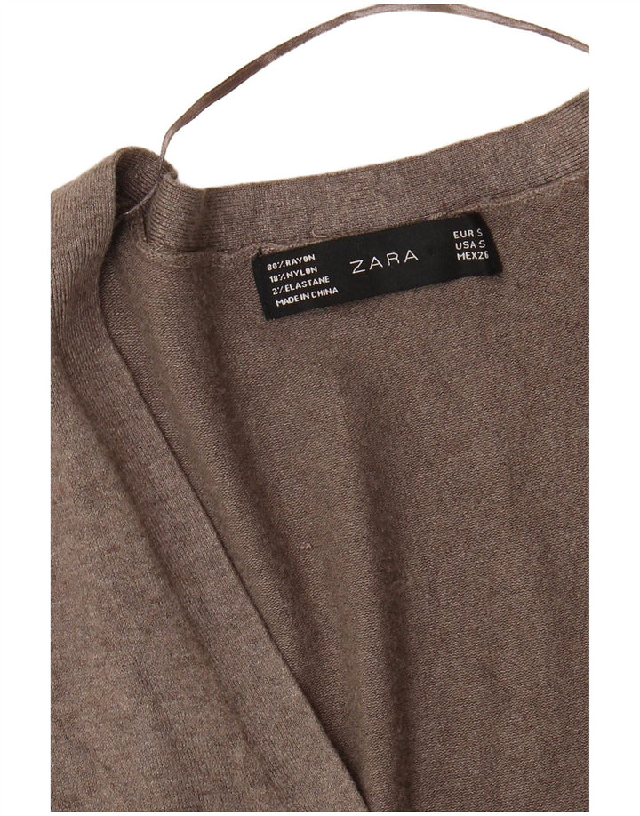 ZARA Suéter Cárdigan Mujer UK 10 Small Rayón Gris