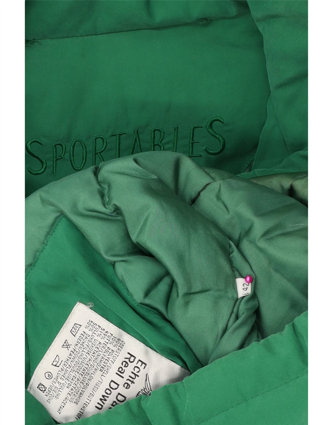 VINTAGE Abrigo acolchado de gran tamaño para mujer EU 42 Poliéster verde grande