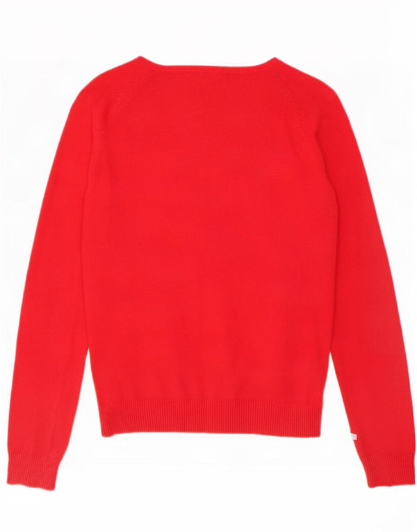 Zara Mujer Cárdigan Suéter UK 44 Grande Algodón Rojo