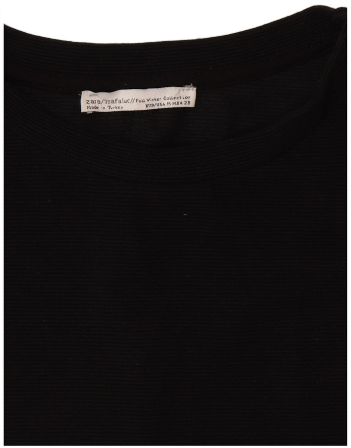 Zara Mujer Vestido Acampanado UK 44 Mediano Negro