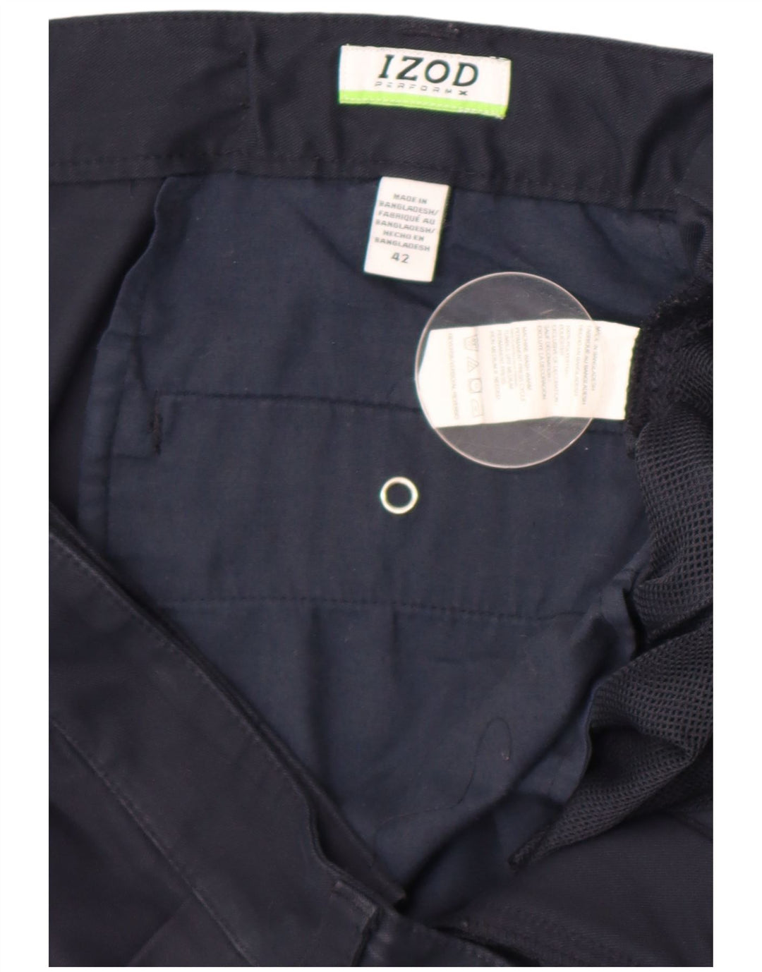 Izod Pantalones cortos chinos para hombre W42 2XL Poliéster azul marino