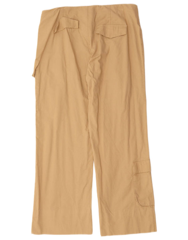 Zara Mujer Pantalones Cargo De Cintura Alta Y Pierna Ancha Grande W30 L28 Algodón Beige