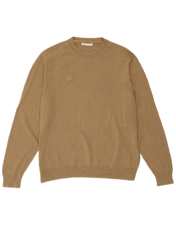 Zara Hombre Jersey Cuello Redondo Jersey XL Lino Beige