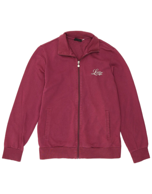 Lotto Mujer Gráfico Chándal Top Chaqueta UK 40 Grande Algodón Borgoña