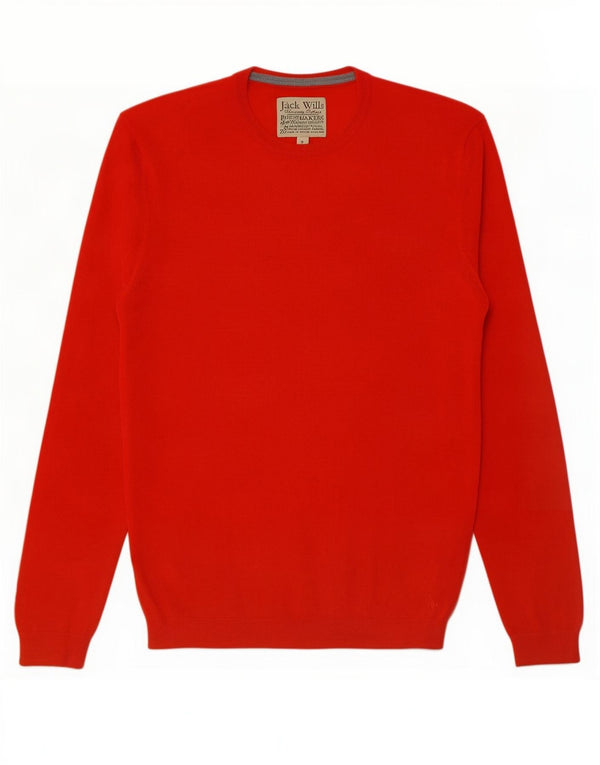 Jack Wills Jersey De Cuello Redondo Para Hombre Pequeño De Lana Merino Roja