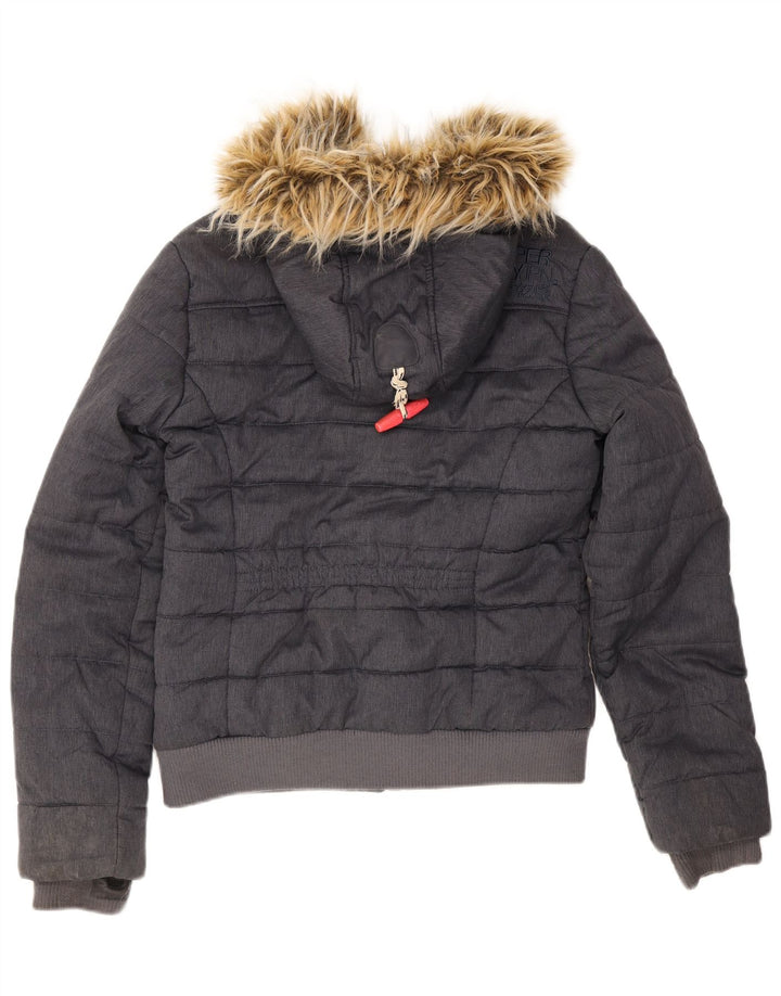 Superdry Chaqueta Acolchada Con Capucha Para Mujer UK 42 Poliéster Azul Marino Mediano