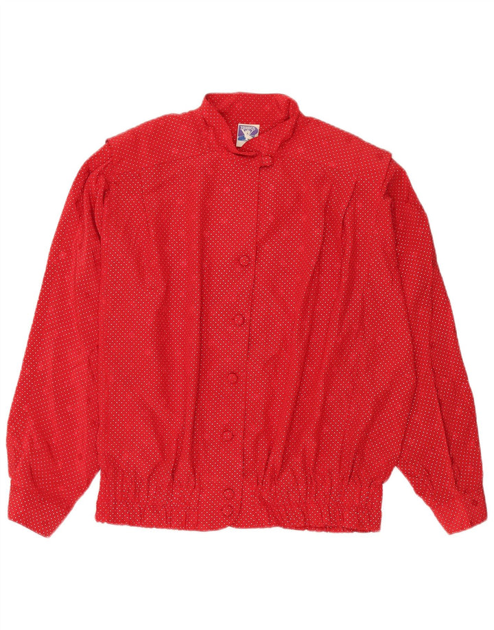 YESSICA Blusa camisera extragrande para mujer EU 40 Poliéster con lunares rojos medianos