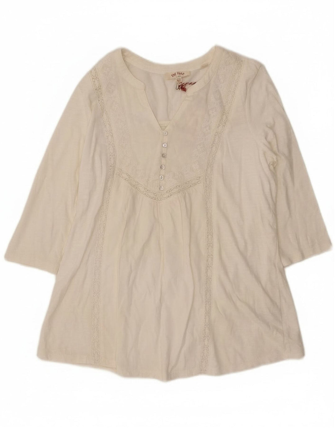 Blusa de manga 3/4 para mujer de Fat Face UK 40 Algodón blanco mediano