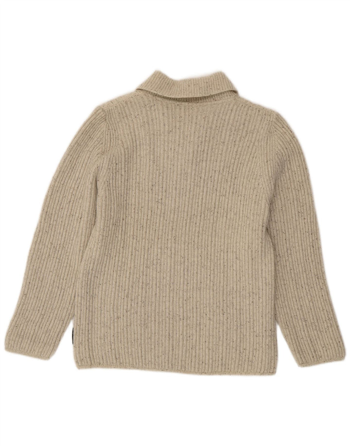 Vintage mujer chal cuello jersey suéter EU 40 medio de blanco moteado