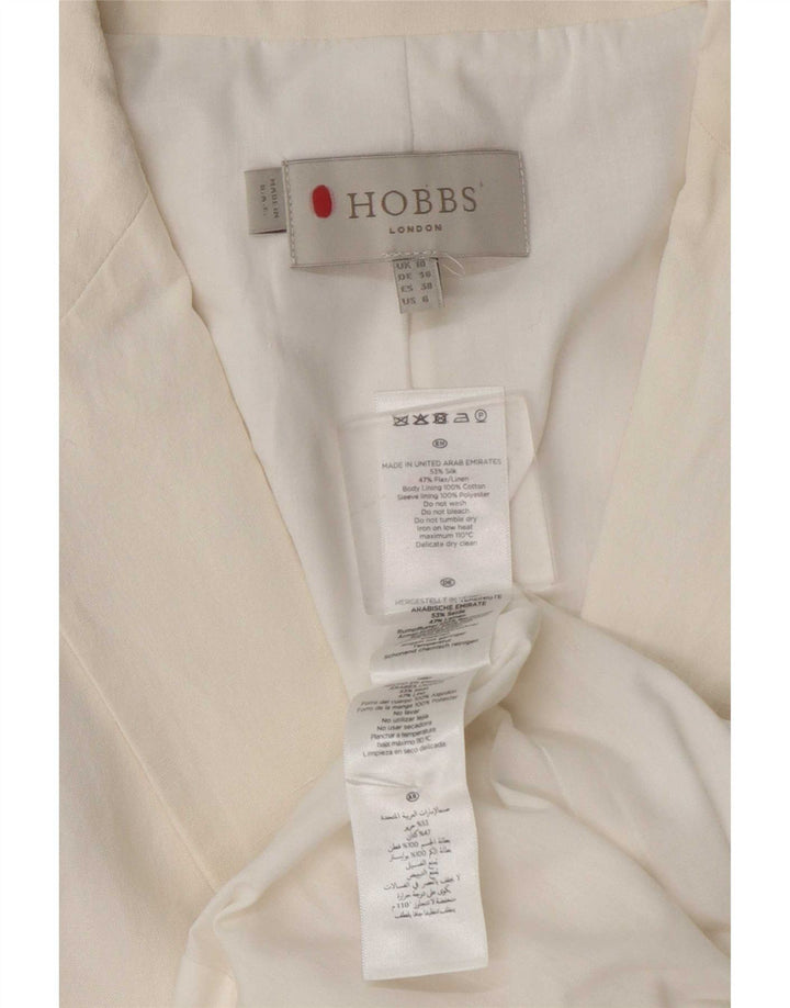 Hobbs Chaqueta Blazer de 1 Botón para Mujer UK 10 Small White Silk