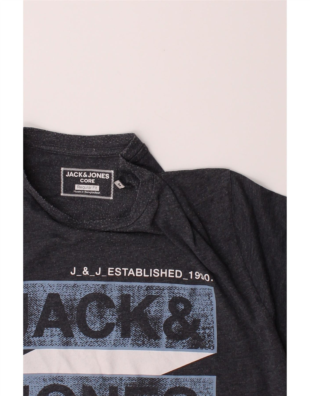 JACK & JONES Mens Regular Fit Graphic T-Shirt Top Medium Grey Cotton Vintage Jack & Jones and Second-Hand Jack & Jones from Messina Hembry 