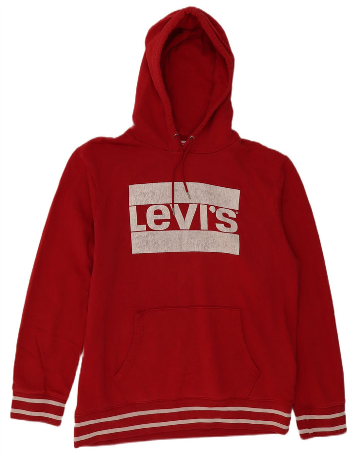 LEVI'S Mens Graphic Hoodie Jumper XL Red Cotton