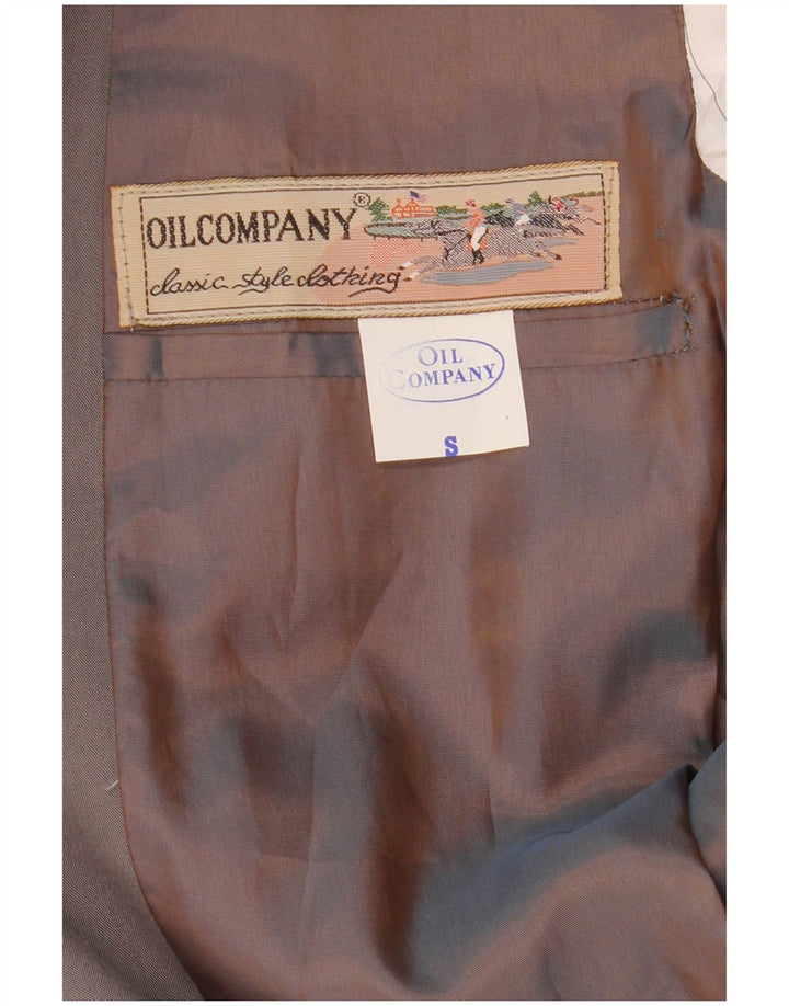 Vintage hombres 2 botones Blazer chaqueta Reino Unido 36 pequeño poliéster gris