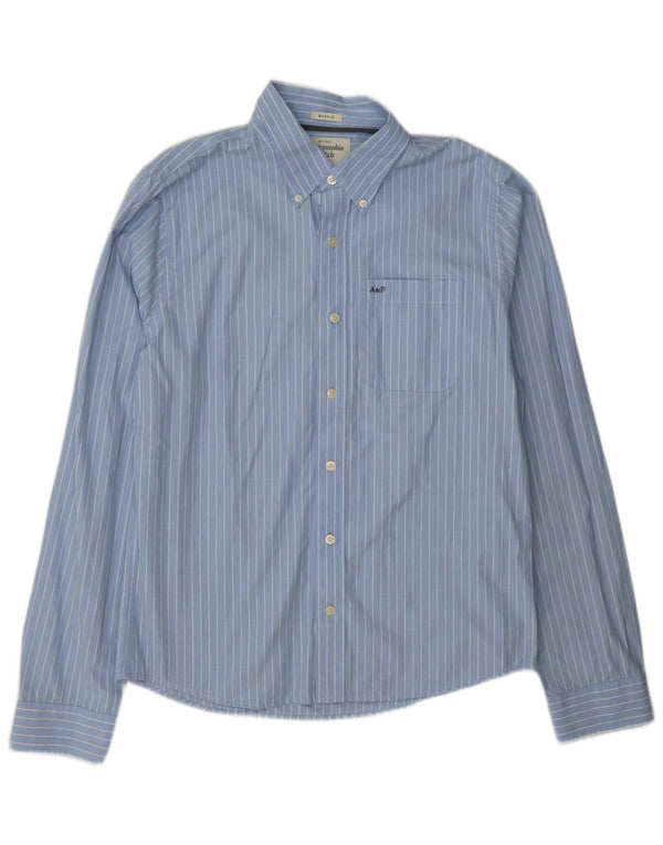 Abercrombie & Fitch Camisa musculosa para hombre XL Algodón a rayas azules