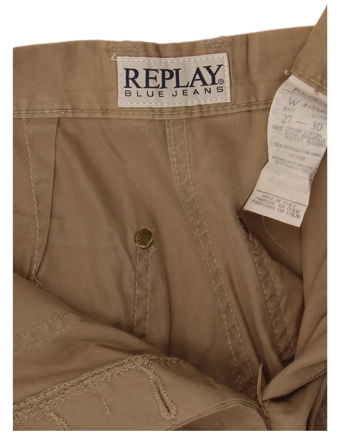 Pantalón Cargo Recto Mujer REPLAY W27 L30 Algodón Beige