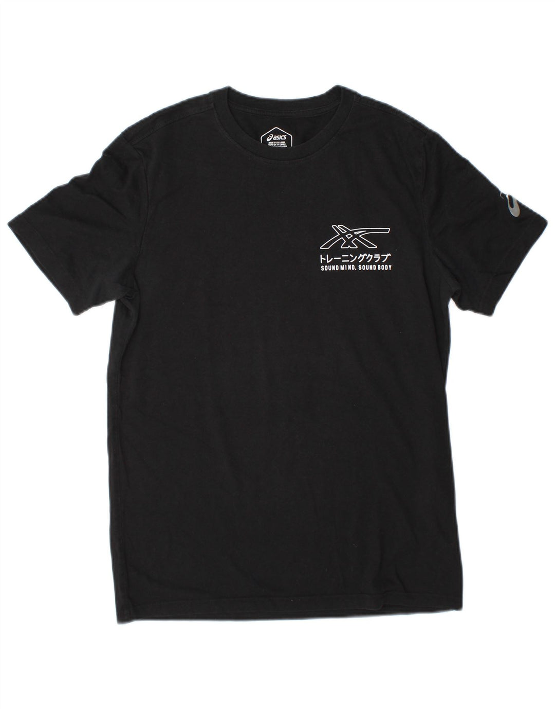 Asics - Camiseta gráfica para hombre, talla mediana, algodón negro