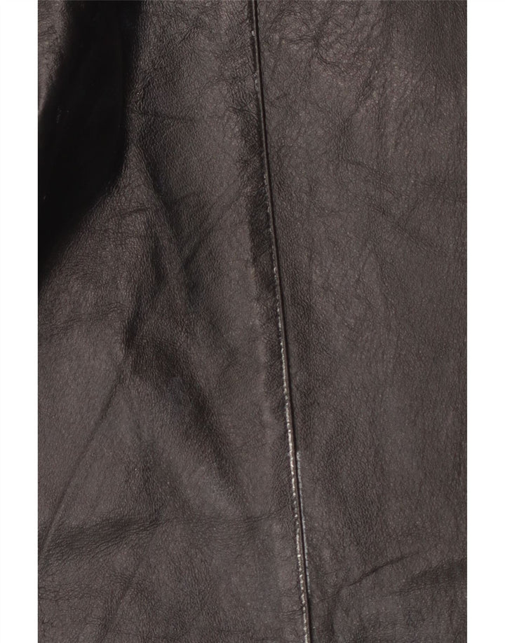 Abrigo de cuero vintage para mujer IT 50 XL cuero negro