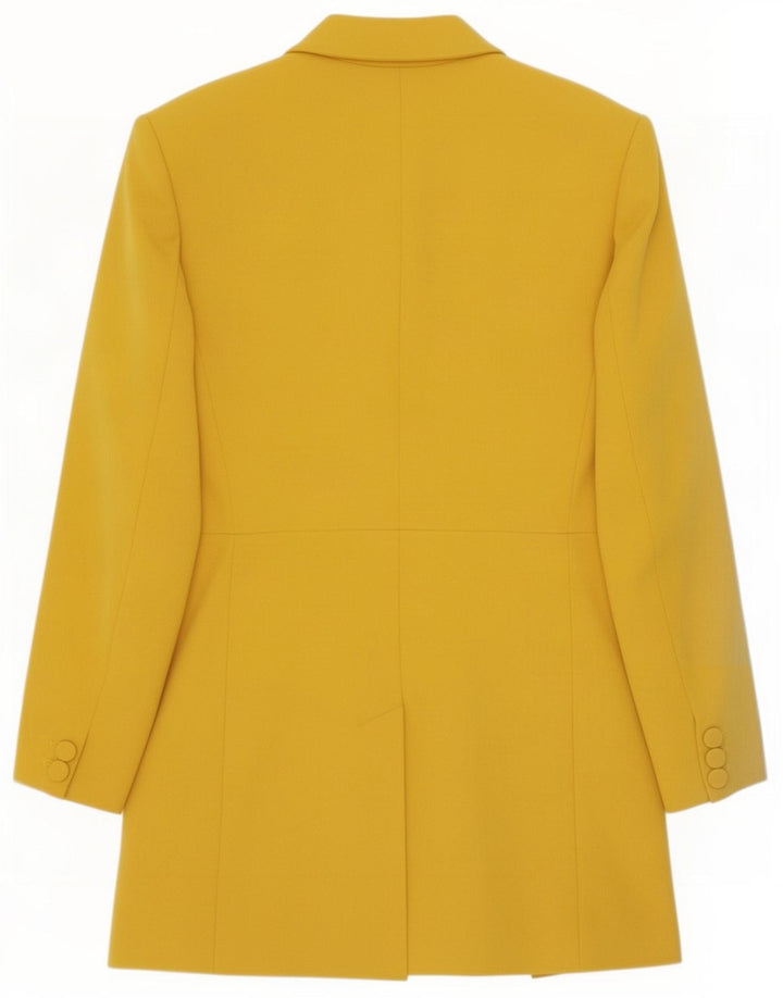 Zara Mujer Chaqueta Blazer Larga UK 40 XL Poliéster Amarillo
