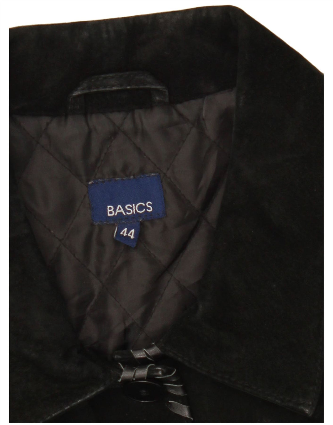 Basics Chaqueta de ante para mujer UK 12 Medium Black Leather