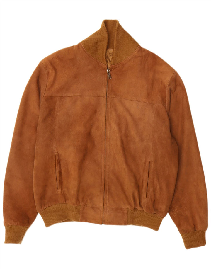 Vintage hombres ante bomber chaqueta Reino Unido 40 marrón grande
