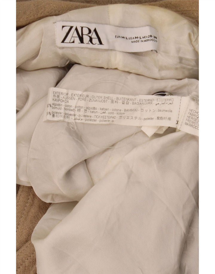 ZARA Mujer Abrigo Cruzado UK 44 Algodón Beige Medio
