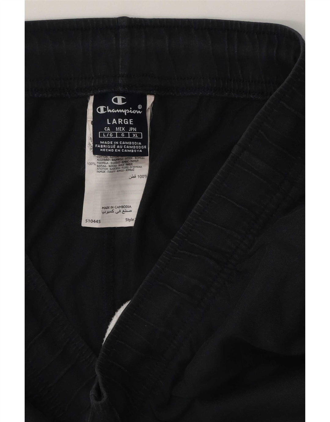 Champion Pantalones cortos deportivos para hombre, tamaño grande, algodón negro