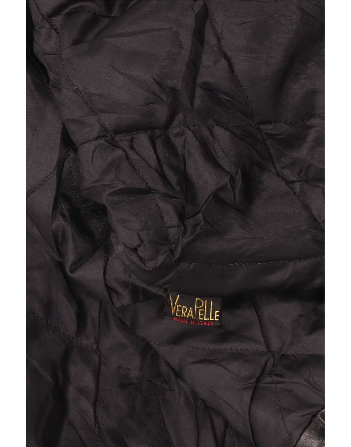 Vintage mujer chaqueta de cuero Reino Unido 14 grande negro