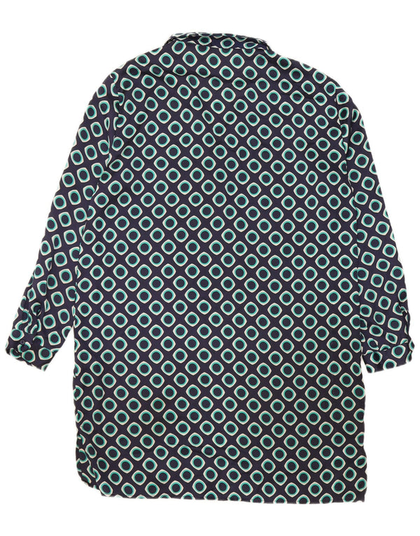 Zara Vestido recto de manga larga para mujer UK 46 Grande Azul marino Geométrico