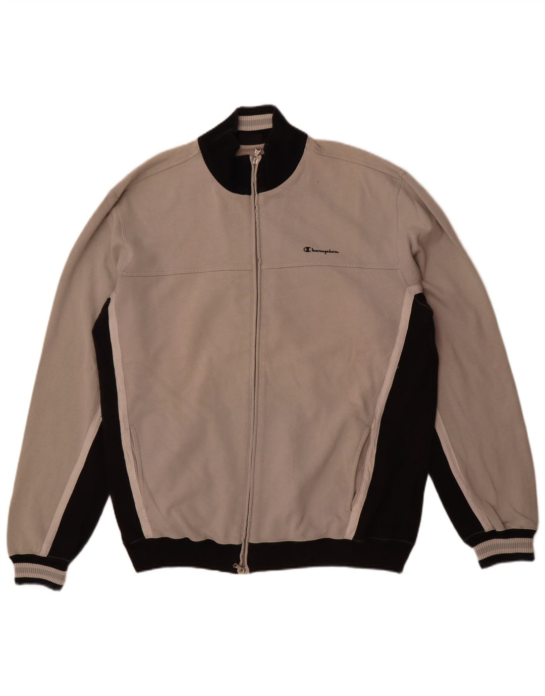 Champion Chaqueta de chándal para hombre, talla 2XL, algodón gris con bloques de color