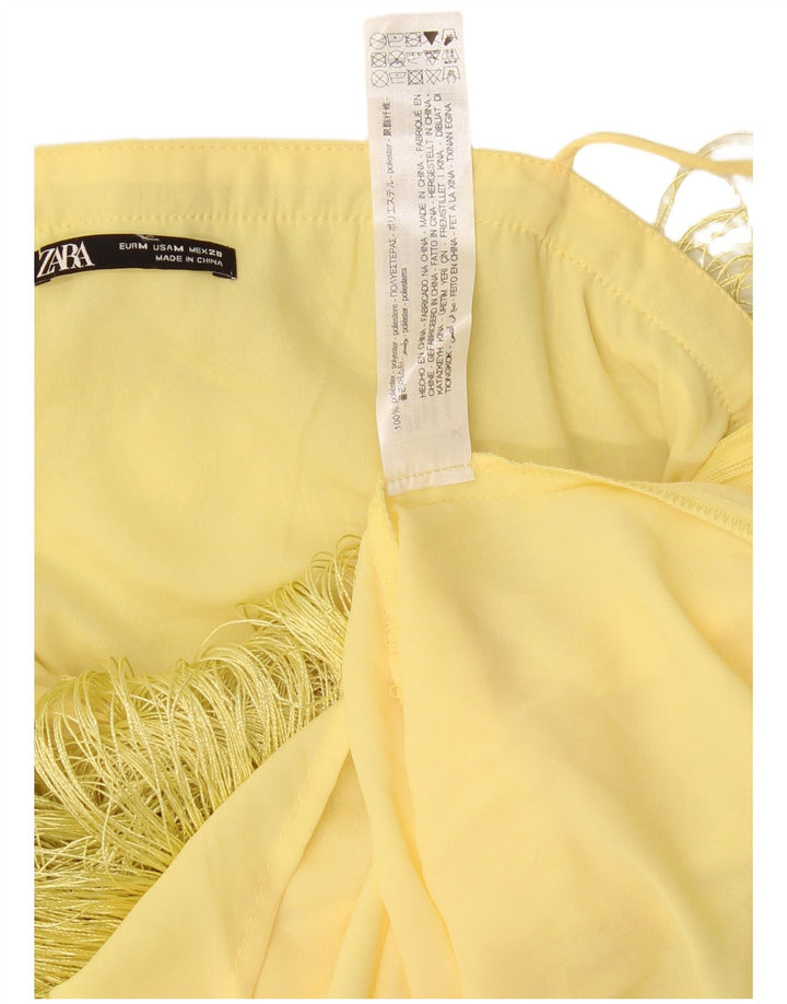 Zara Vestido Charleston para Mujer UK 40 Poliéster Amarillo Medio