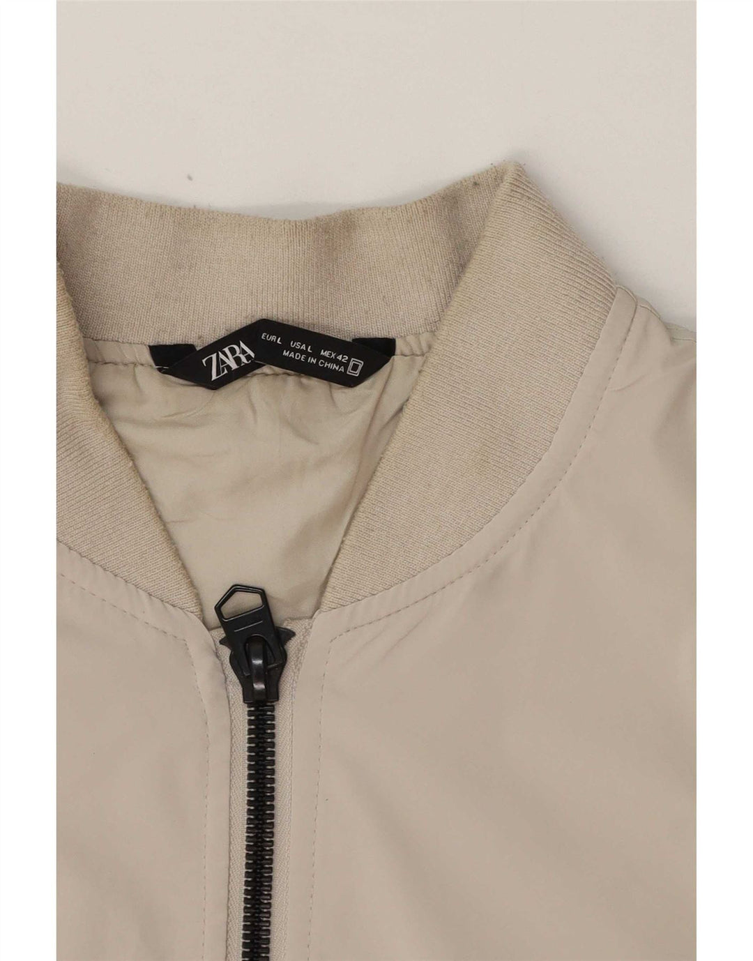Zara Mens Bomber Jacket UK 40 Large Gris Polietileno