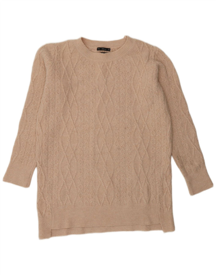 Zara Suéter Largo con Cuello Redondo para Mujer UK 44 Medio Beige