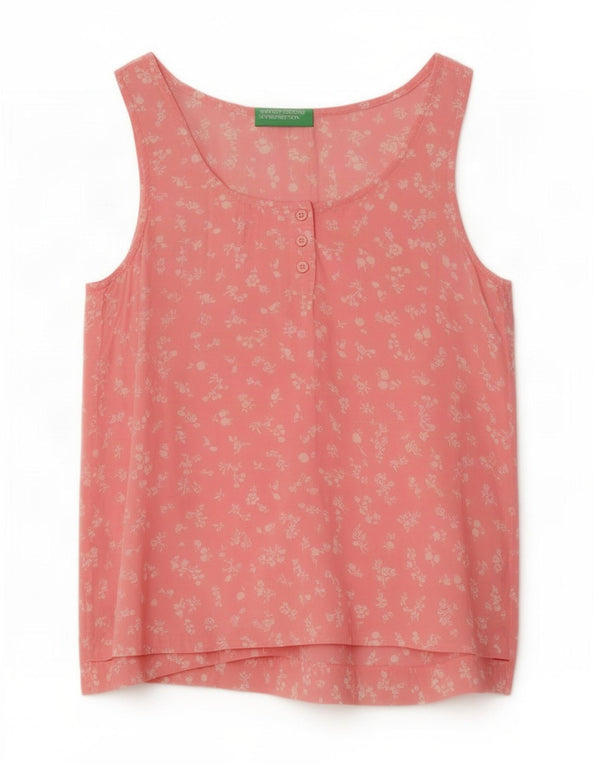 Benetton Blusa Extragrande Sin Mangas para Mujer UK 6 XS Rosa Floral Modal