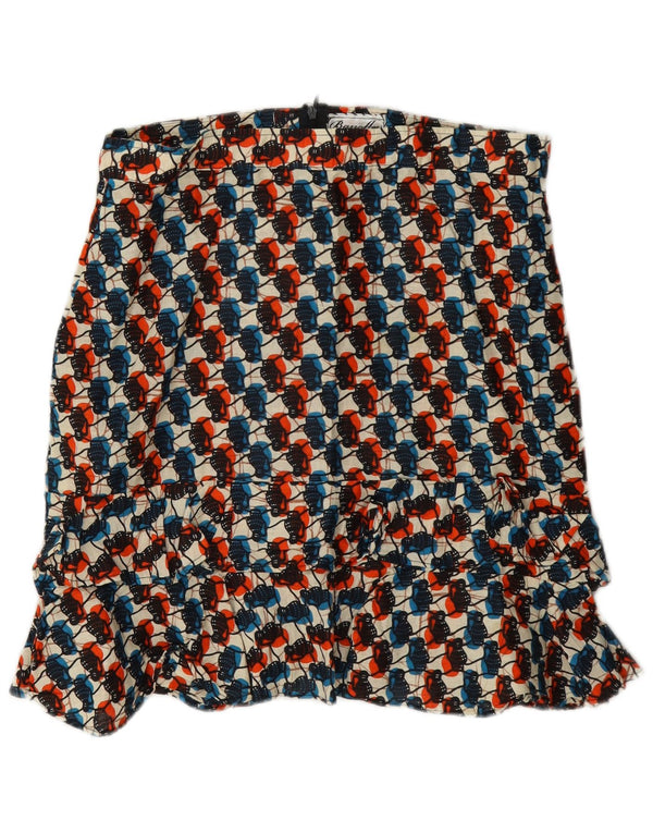 Falda con volantes y patrón abstracto para mujer vintage XL W32 multicolor
