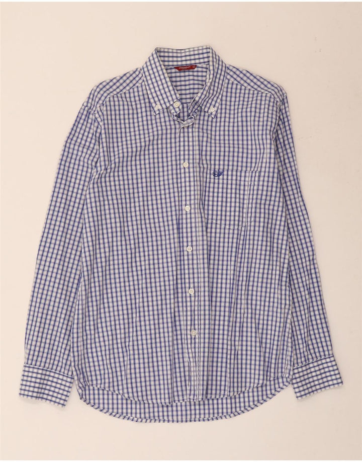 Camisa Carrera Hombre Algodón Vichy Azul Medio