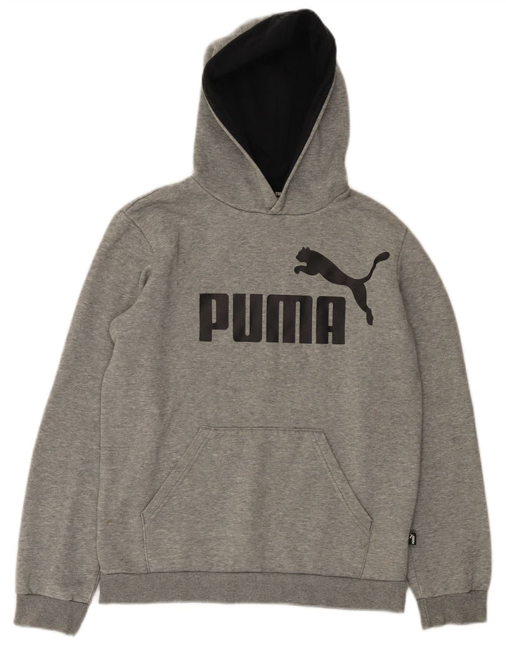 PUMA Sudadera con capucha gráfica para niños 13-14 años Algodón gris