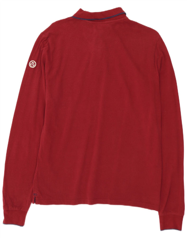 NORTH SAILS Polo de manga larga para hombre pequeño rojo