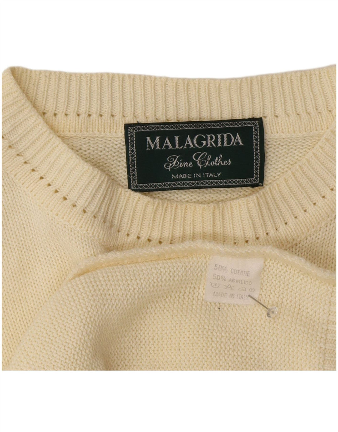 Malagrida Hombre Gráfico Cuello Redondo Jersey Suéter XL Algodón Beige