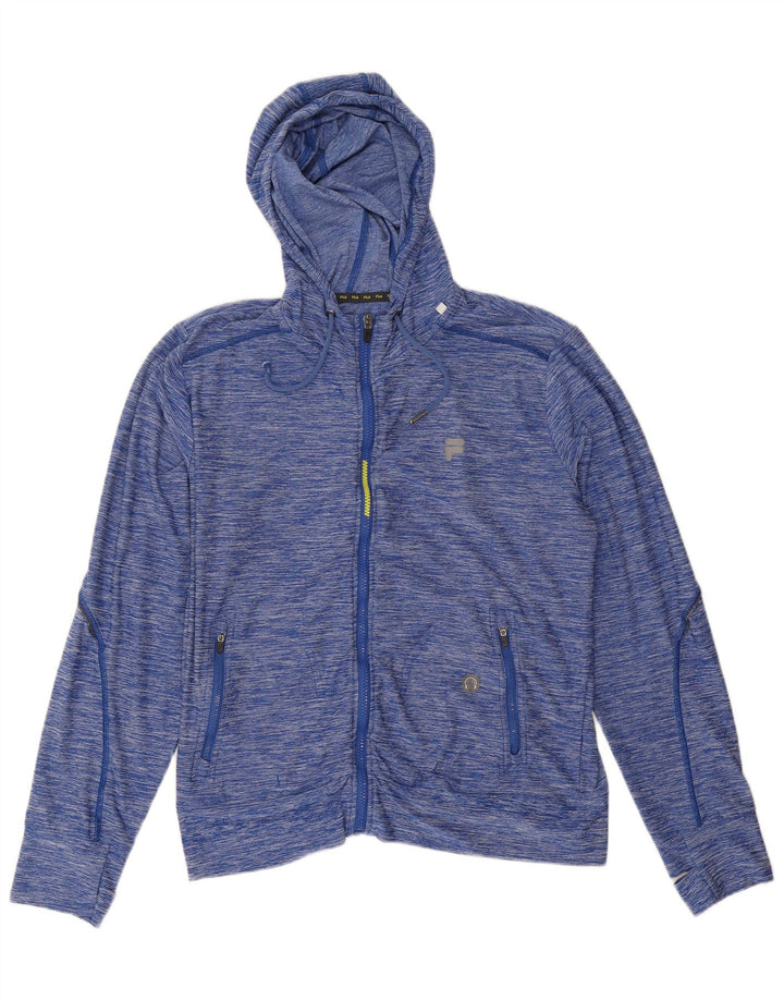 Fila Suéter con capucha y cremallera para hombre Poliéster moteado azul marino mediano