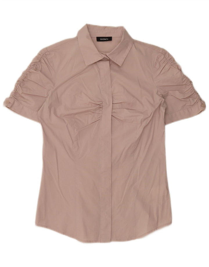MAX & CO. Blusa camisera de manga corta para mujer UK 10 Small Pink Cotton