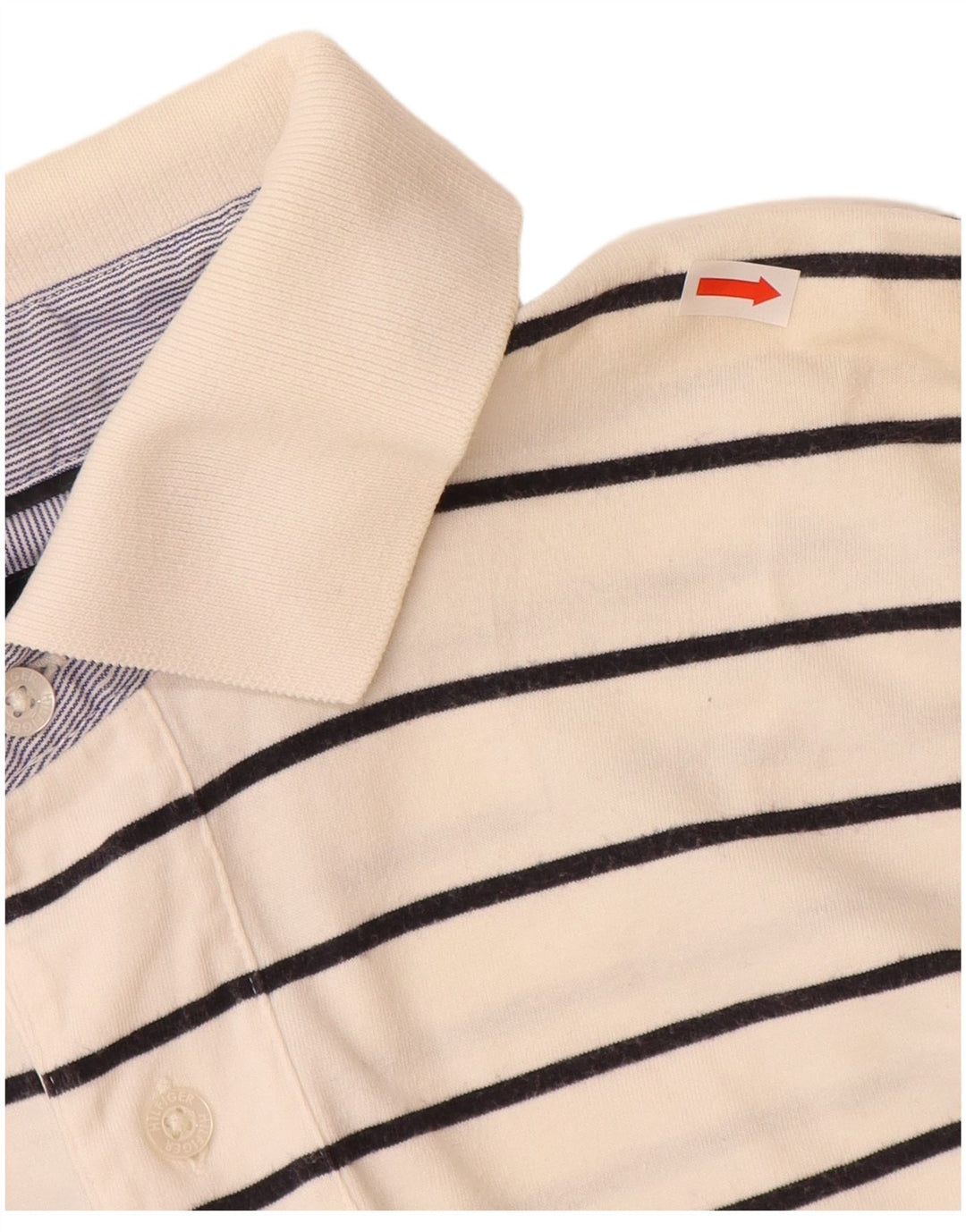 TOMMY HILFIGER Polo para hombre de algodón a rayas blanco roto grande