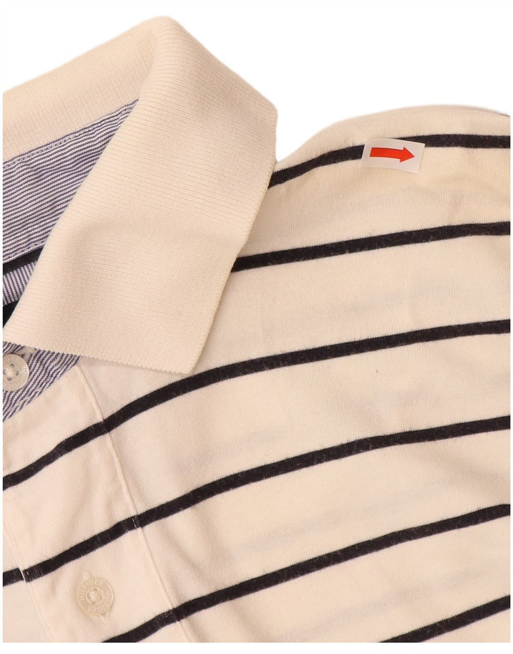 TOMMY HILFIGER Polo para hombre de algodón a rayas blanco roto grande