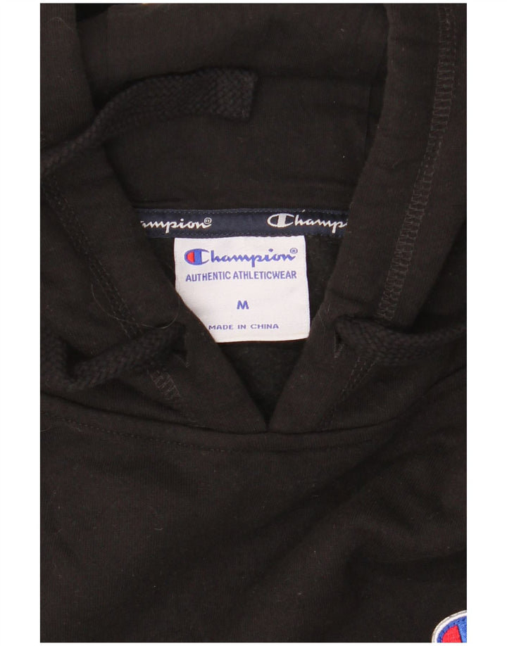 CHAMPION Sudadera con capucha gráfica para hombre Jersey mediano de algodón negro