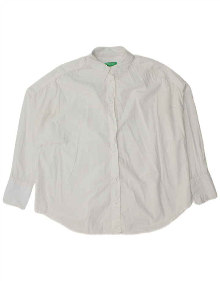 Benetton Camisa Extragrande Mujer UK 40 Small Algodón Blanco