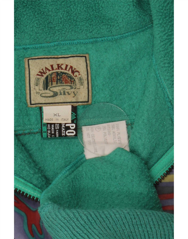 Silvy Hombre Jersey De Forro Polar Con Cremallera Y Cuello XL Poliéster Geométrico Verde