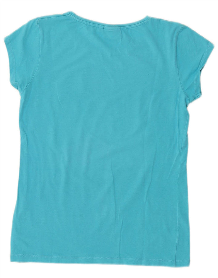 ELLESSE Mujer Heritage Graphic Camiseta Top UK 10 Small Azul Algodón