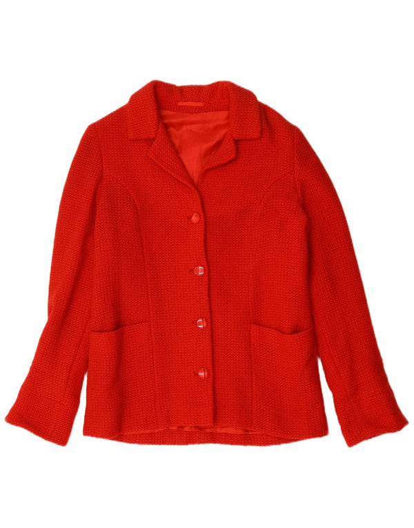 VINTAGE Chaqueta Blazer de 4 Botones para Mujer Reino Unido 16 Rojo Grande